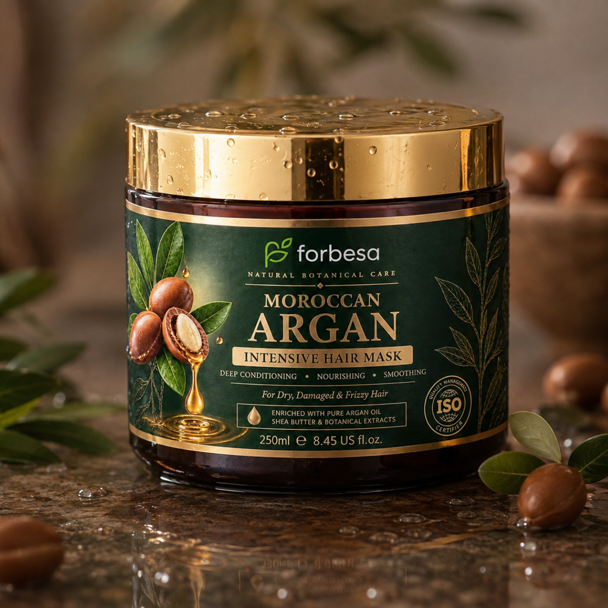 FORBESA Moroccan Argan Intensive Hair Mask – Deep Conditioning, Smoothing & Nourishing Treatment