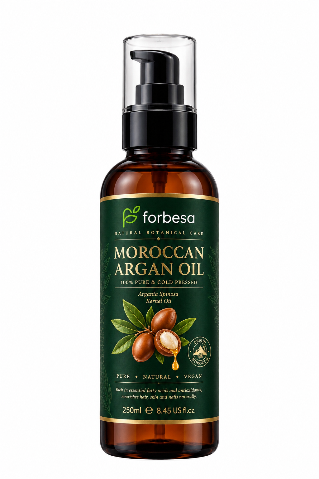 FORBESA Pure Moroccan Argan Oil – Cold-Pressed for Hair, Skin & Nails