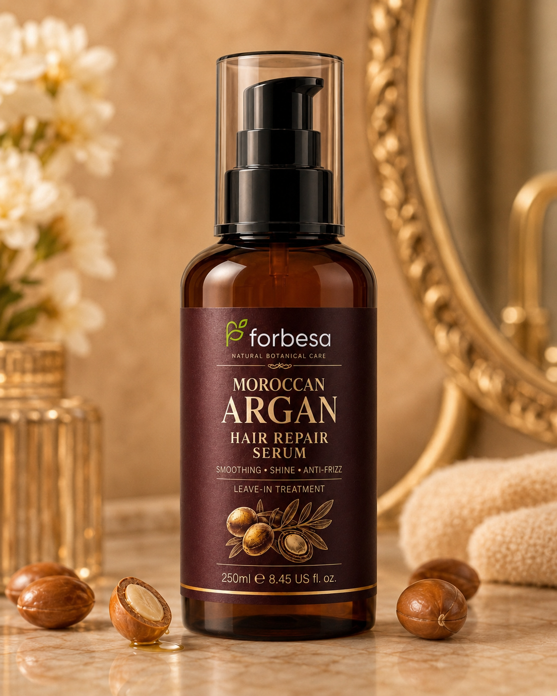 FORBESA Moroccan Argan Hair Repair Serum – Smoothing, Shine & Anti-Frizz Treatment