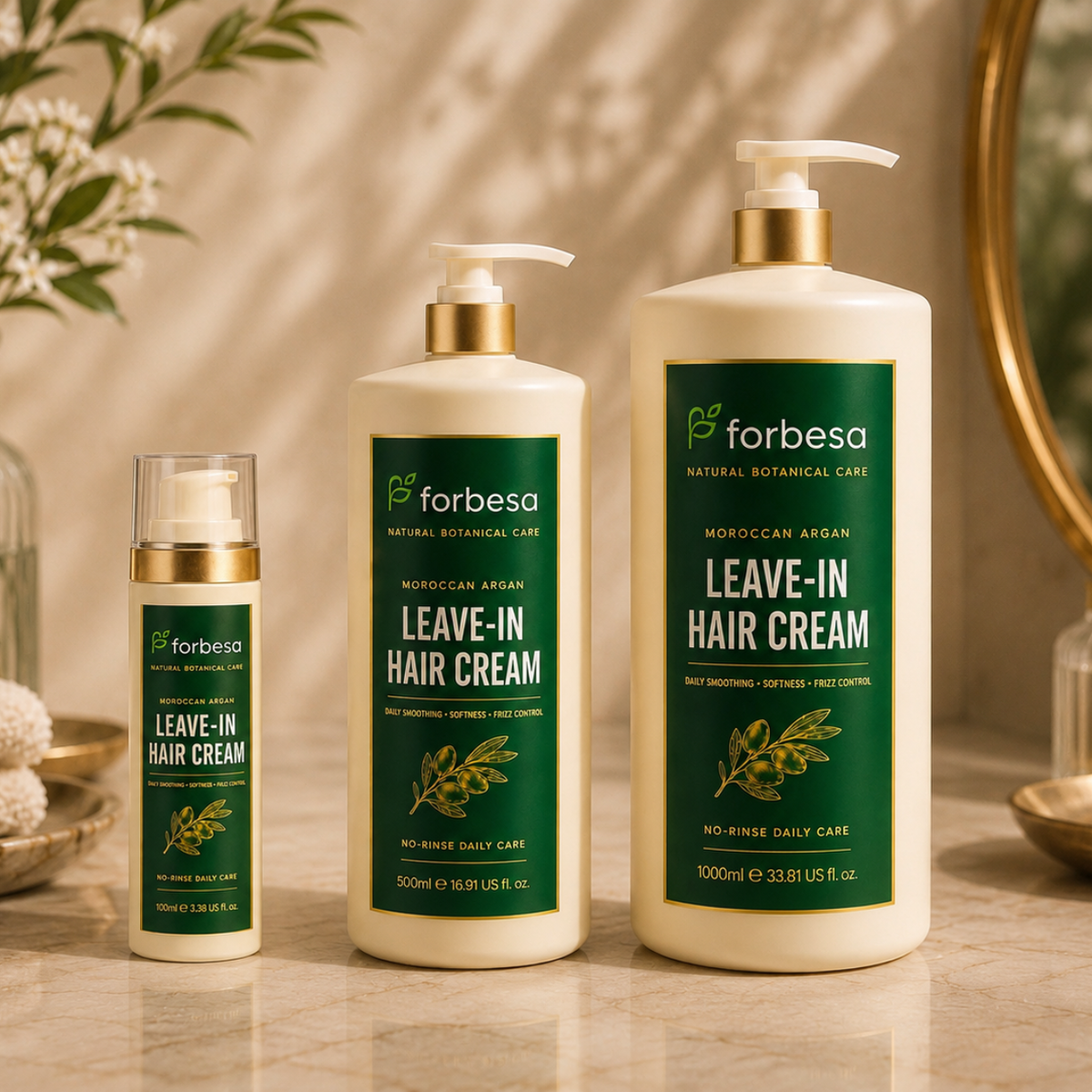 FORBESA Moroccan Argan Leave-In Hair Cream – Daily Smoothing, Softness & Frizz Control