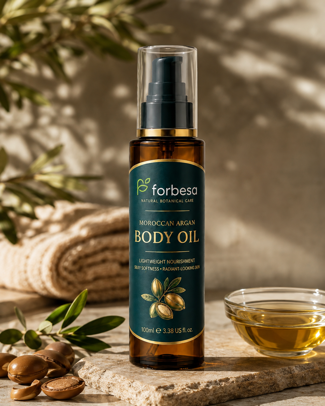 FORBESA Moroccan Argan Body Oil – Lightweight Nourishment, Silky Softness & Radiant-Looking Skin