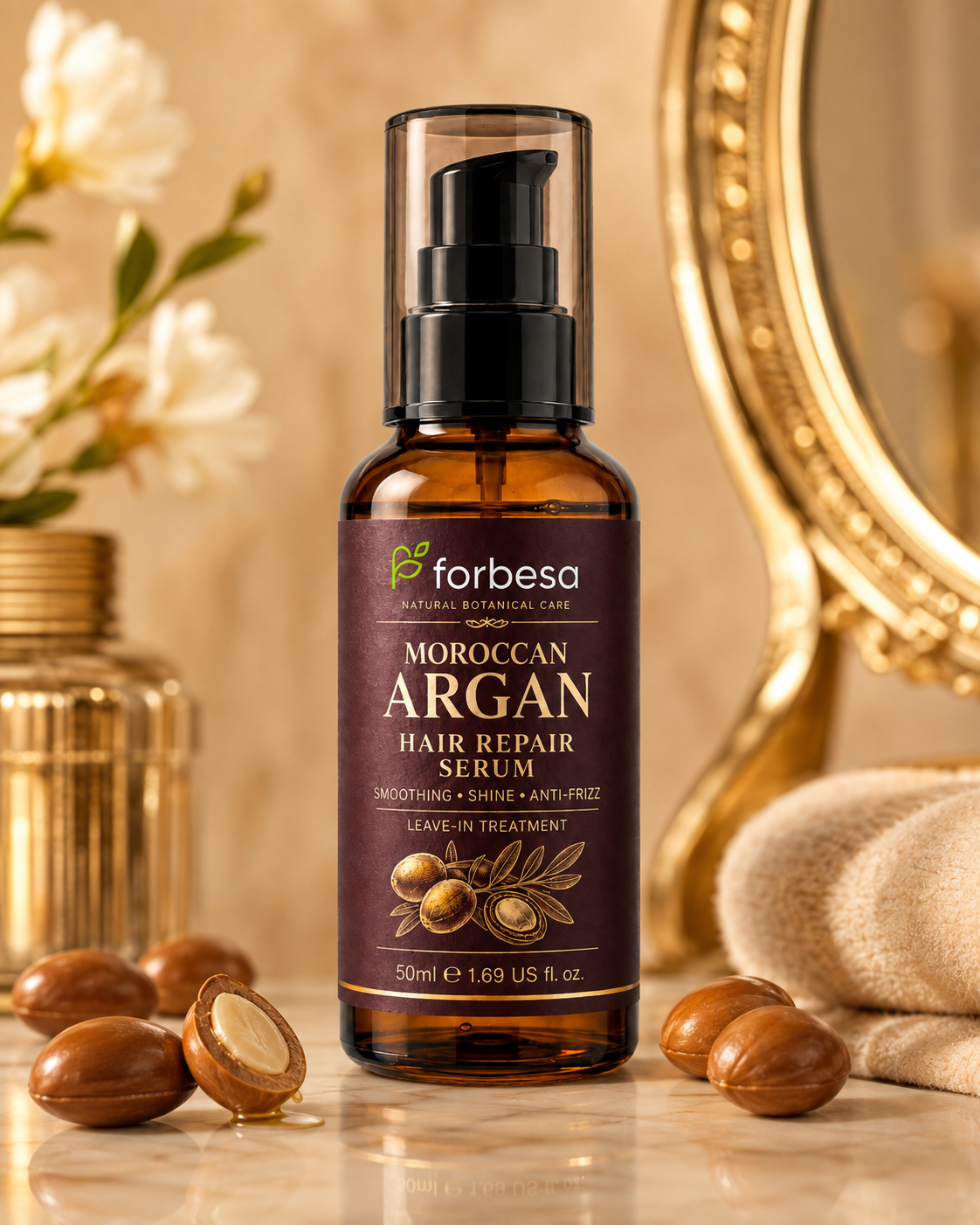 FORBESA Moroccan Argan Hair Repair Serum – Smoothing, Shine & Anti-Frizz Treatment