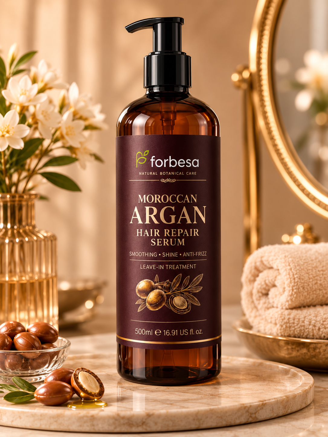 FORBESA Moroccan Argan Hair Repair Serum – Smoothing, Shine & Anti-Frizz Treatment